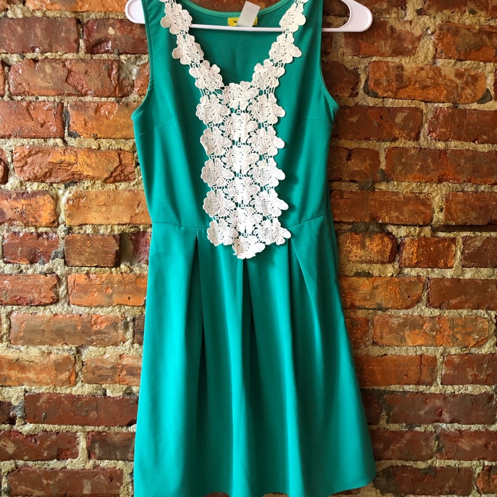 Green floral party dress